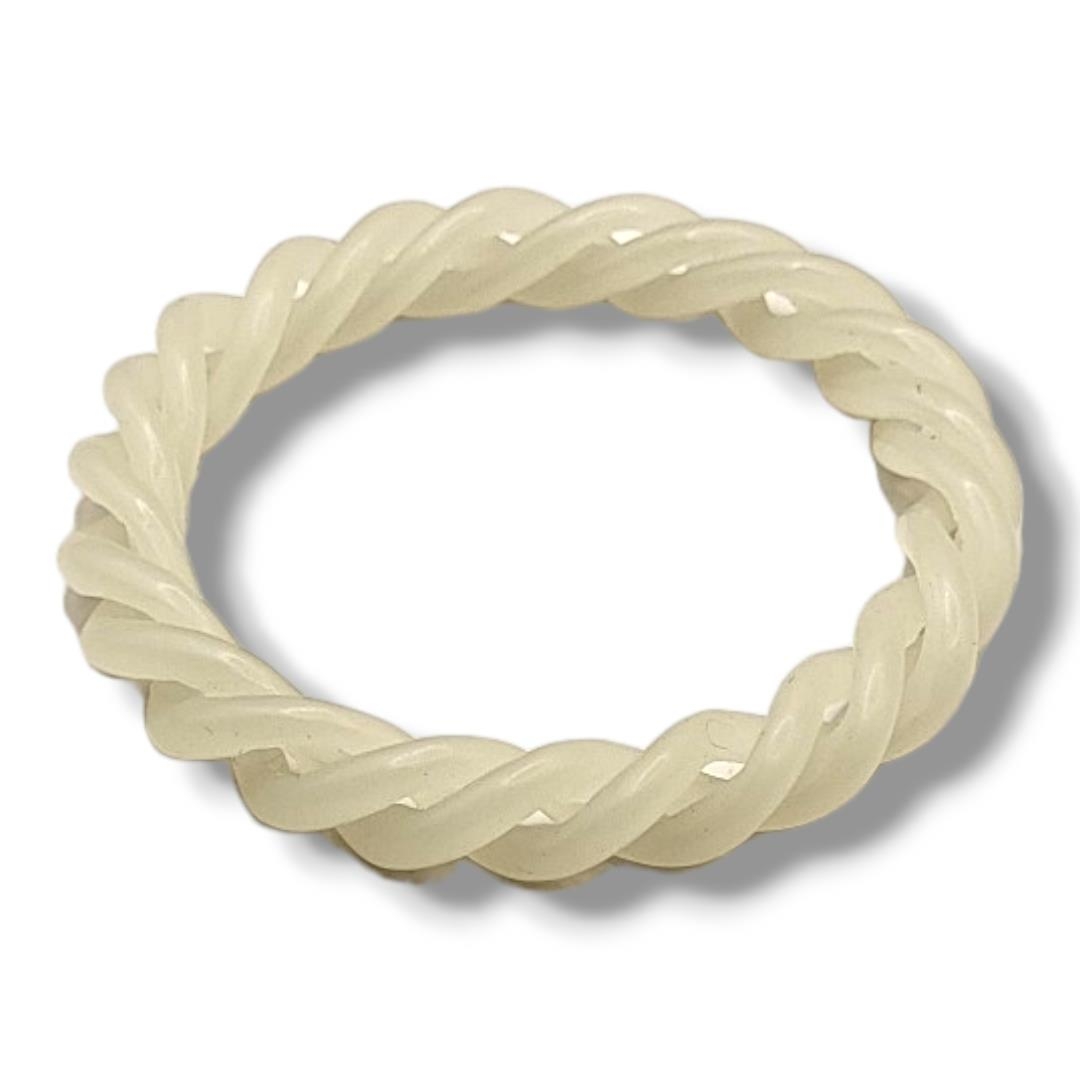 A WHITE JADEITE ROPE TWIST BANGLE. (inside diameter 6cm) Condition: good overall