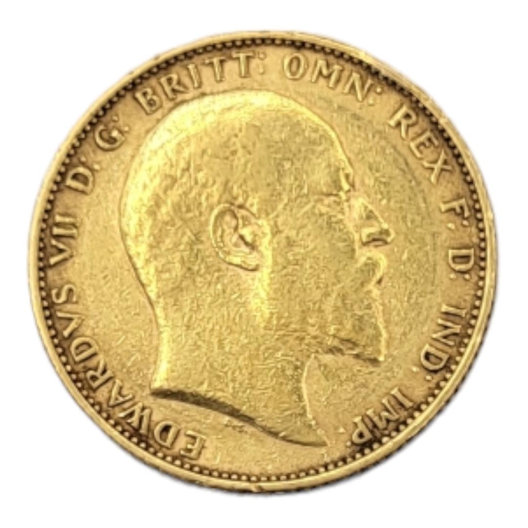 A KING EDWARD VII 22CT GOLD FULL SOVEREIGN COIN, DATED 1905 With portrait bust and King George and - Image 3 of 3