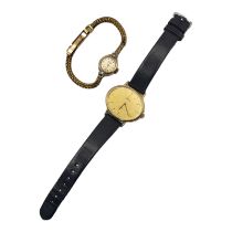 OMEGA GENEVE, A VINTAGE GOLD PLATED LADIES WRISTWATCH The oval case with gold tone dial and
