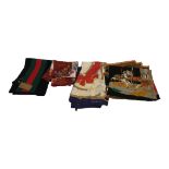 JEAN PATOU, A VINTAGE SILK FLORAL SCARF Having claret border, together with a Celine silk scarf, a