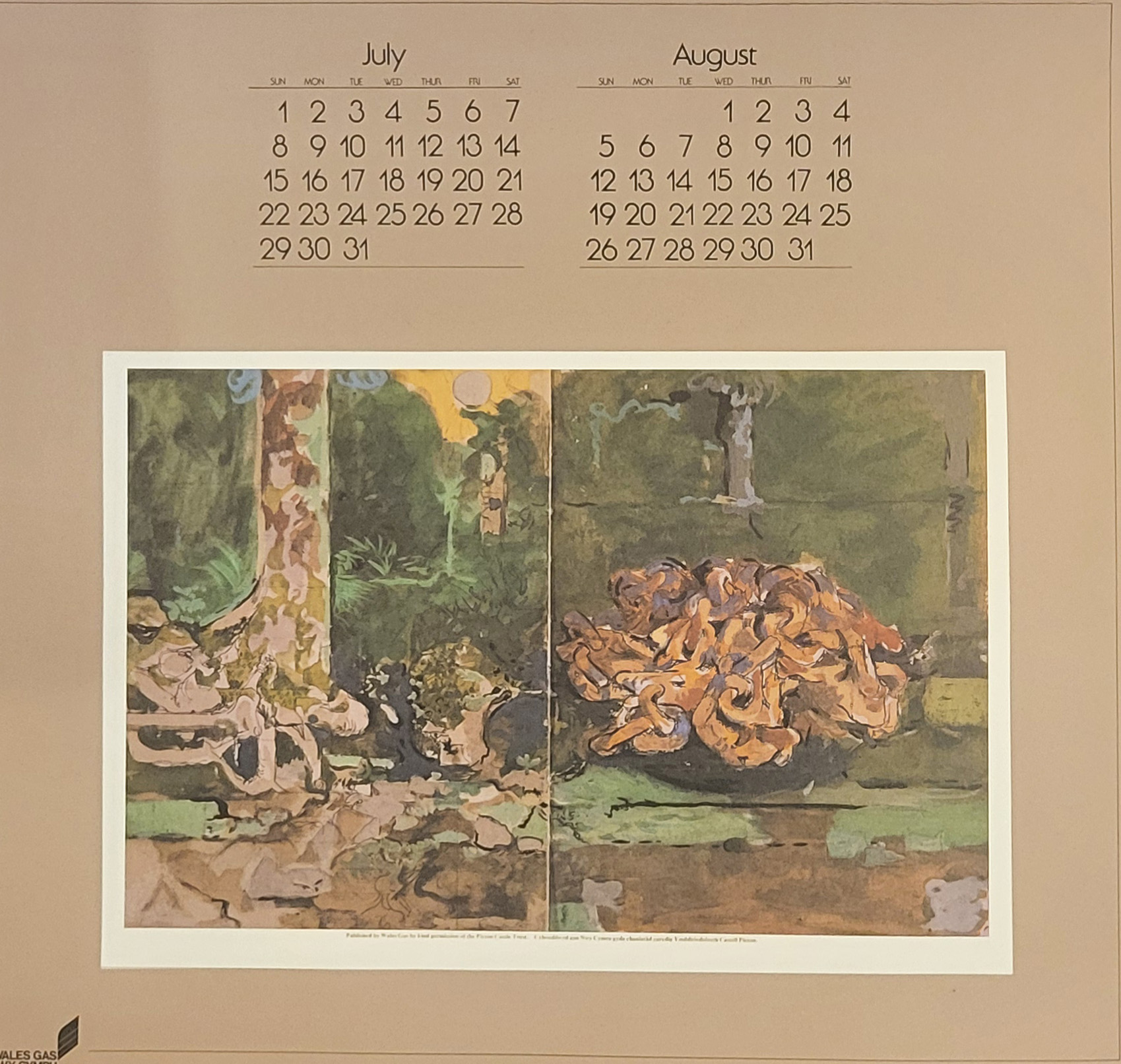 GRAHAM SUTHERLAND, 1903 - 1980, RARE 1979 WALES GAS NWY CYMRU CALENDAR No other examples found. - Image 12 of 13