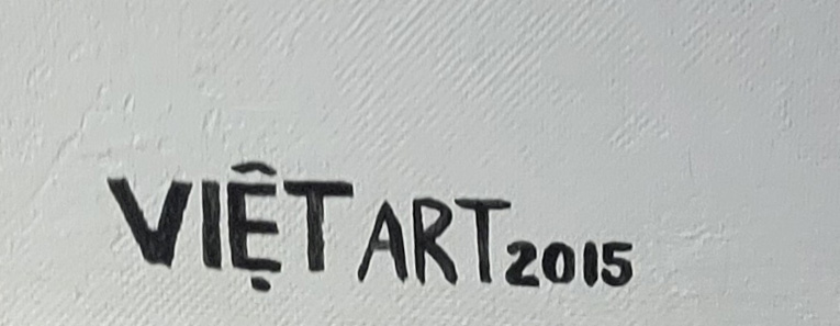VIET ART, A VINTAGE OIL ON CANVAS 'RICKSHAW' STUDY Half image in painted grey frame, signed ‘Viet - Image 3 of 4