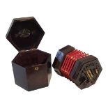 LACHENAL AN CO., A LATE 19TH/EARLY 20TH CENTURY MAHOGANY CONCERTINA Twenty-four push button, in a