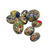 A COLLECTION OF VINTAGE MURANO GLASS MILLEFIORI BEADS Oval graduated oval form (largest approx