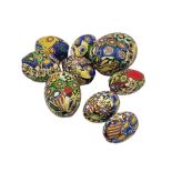 A COLLECTION OF VINTAGE MURANO GLASS MILLEFIORI BEADS Oval graduated oval form (largest approx