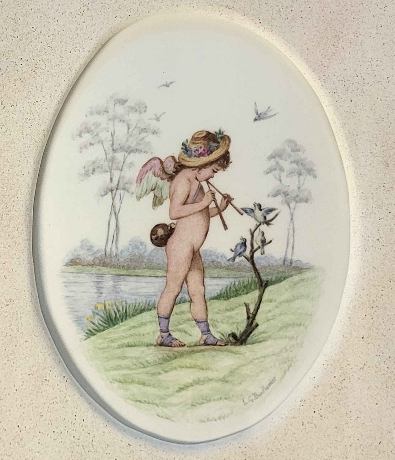 LUCIEN BOULLEMIER FOR MINTON, A PAIR OF OVAL PORCELAIN PLAQUES Polychrome enamelled with cherubs, - Bild 4 aus 15