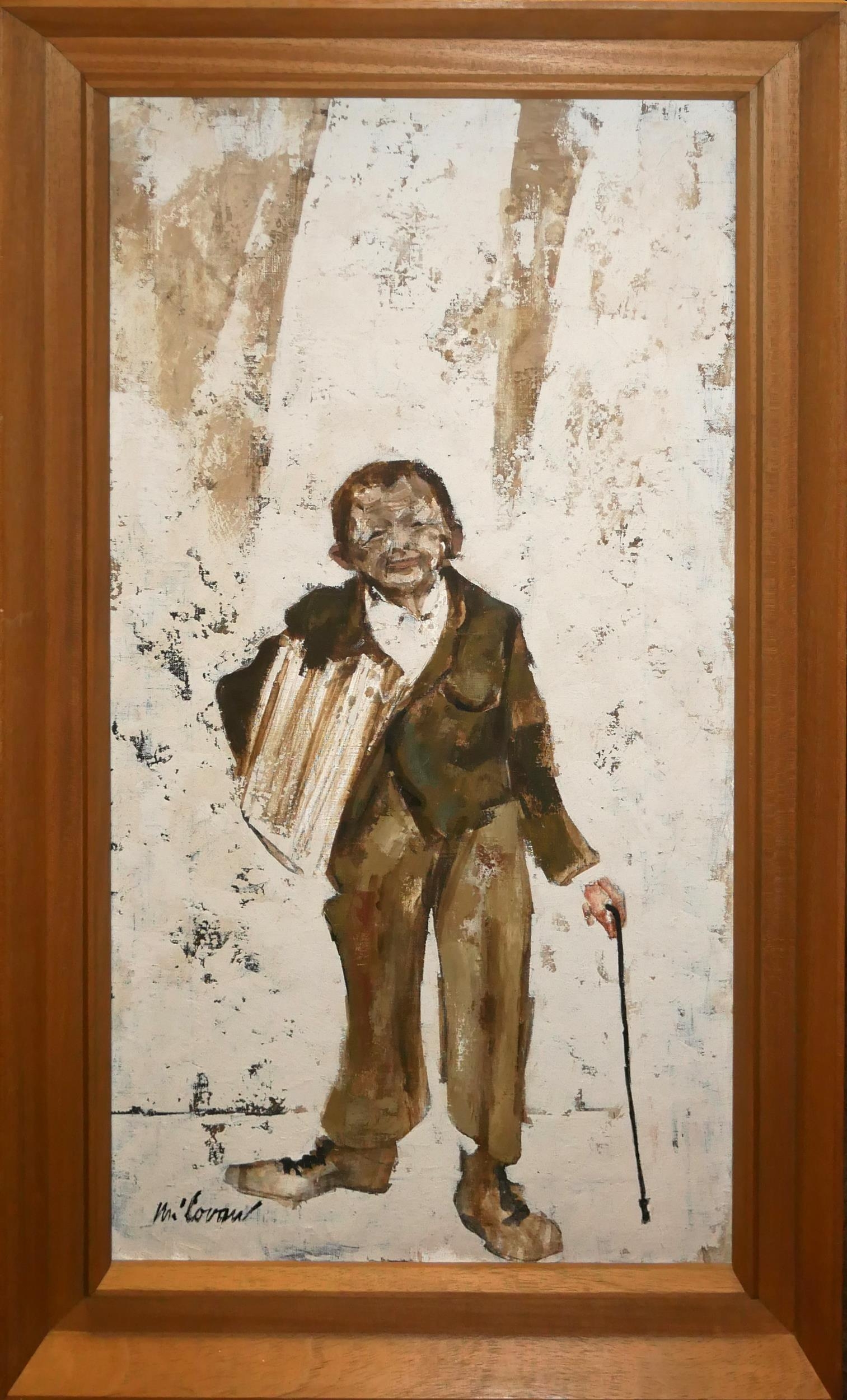 MILOVAN STANCI?, CROATIAN, 1929 - 1989, MIXED MEDIA ON BOARD Portrait of young boy holding cane - Image 3 of 7