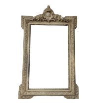 AN EARLY 20TH CENTURY FRENCH VINEYARD MIRROR Crested with cartouche, above a cream gesso frame
