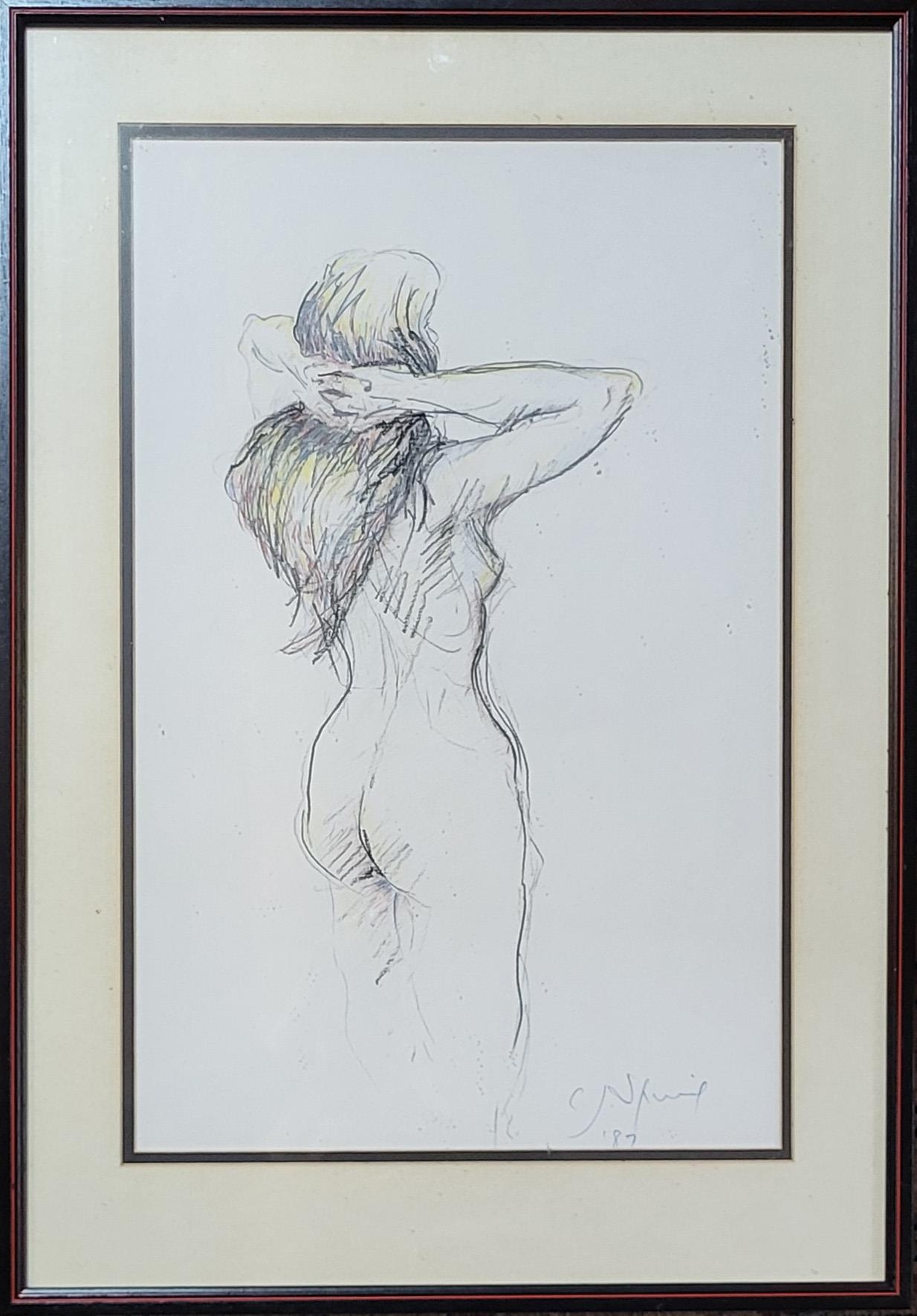 CHRIS SPRING, A 20TH CENTURY PASTEL NUDE STUDY Reclining female, signed lower right, dated 1987, - Image 3 of 7