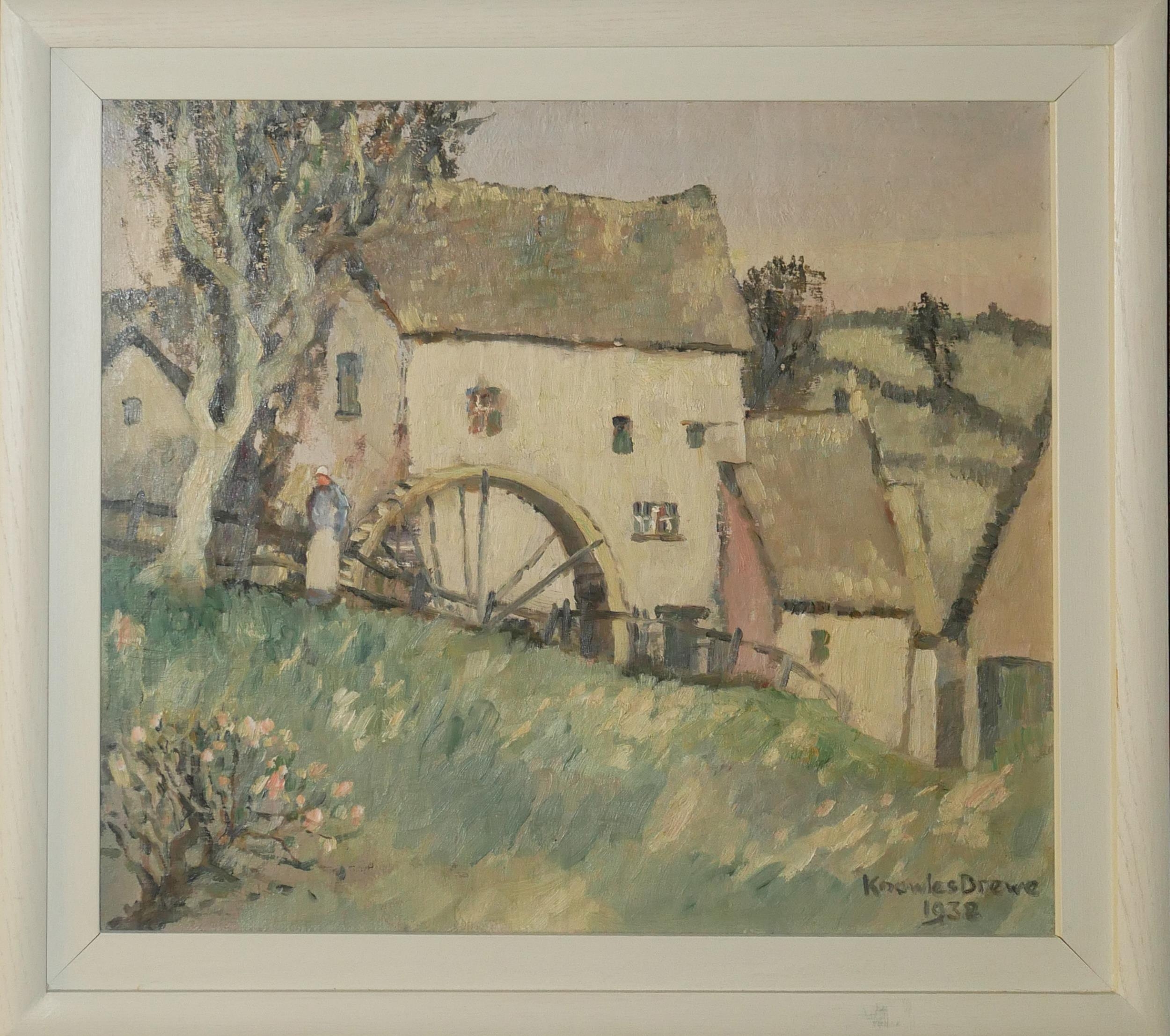 REGINALD FRANK KNOWLES-DREWE, 1878 - 1983, OIL ON CANVAS Titled ‘Lydstone Mill’, 1938, signed and - Image 3 of 7