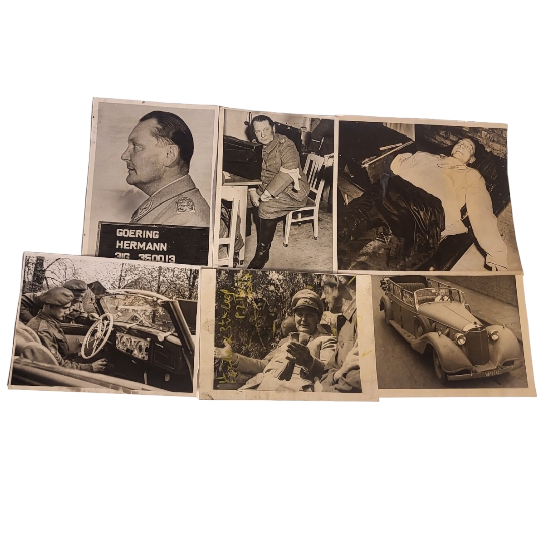 WWII INTEREST, A GROUP OF SIX PRESS PHOTOGRAPHS OF HERMANN GOERING Including his mugshot at the time