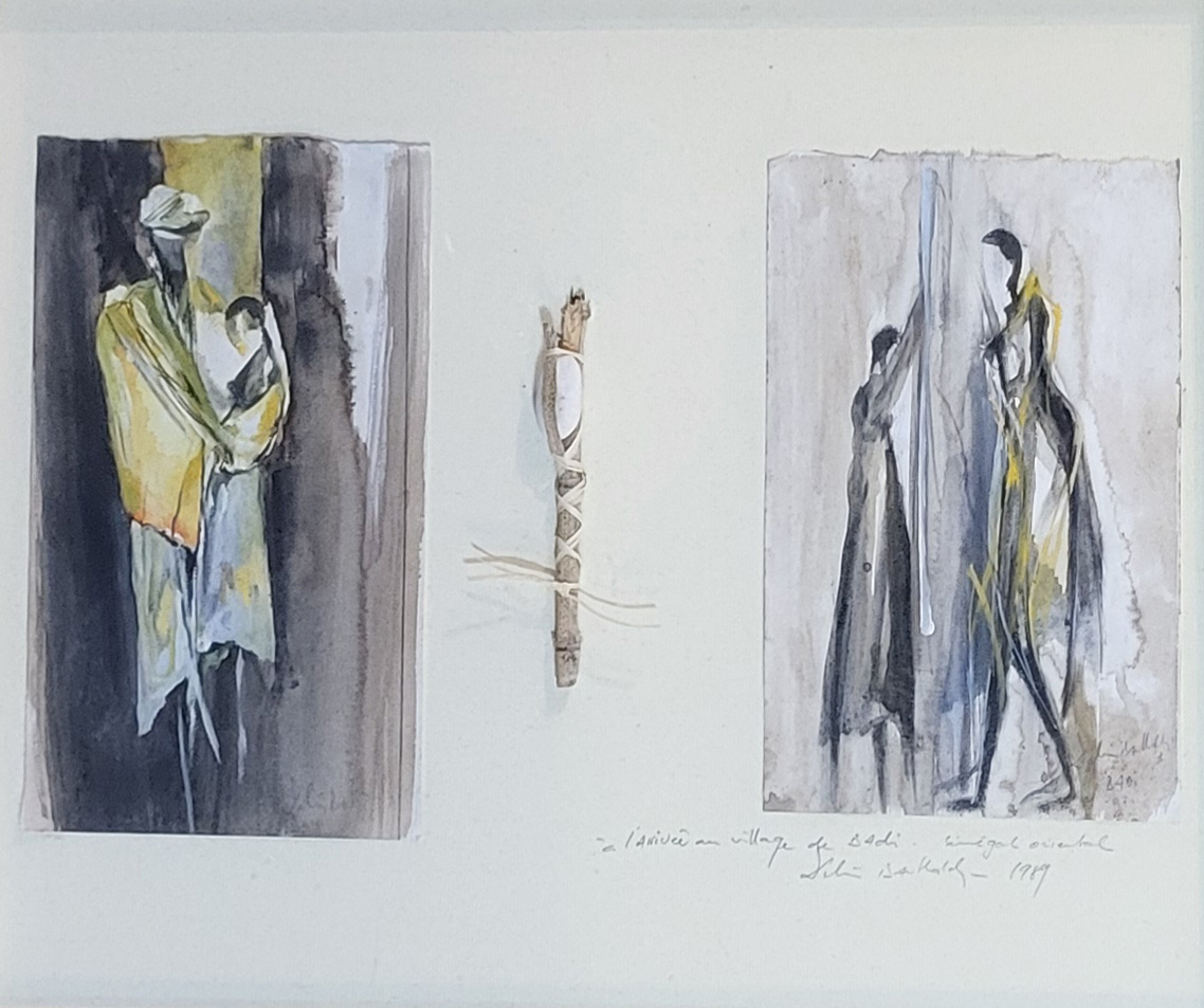 A SET OF THREE 20TH CENTURY AFRICAN WATERCOLOUR AND MIXED MEDIA PORTRAITS Each with inscriptions and
