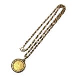 A VICTORIAN 22CT GOLD FULL SOVEREIGN PENDANT NECKLACE, DATED 1899 With veiled head portrait and
