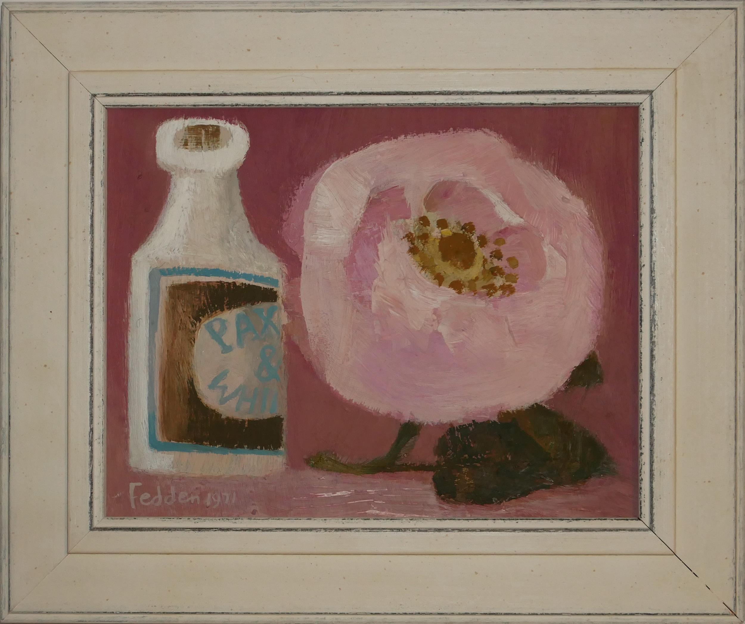 MARY FEDDEN, R.A. BRITISH, 1915 - 2012, GOUACHE ON BOARD FRAMED Titled ‘Pink Rose 2’. (24cm x 20cm/ - Image 3 of 9