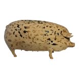 A LATE 20TH CENTURY WOOD AND PAPIER-MACHE COMPOSITION MODEL OF A LARGE COUNTRY PIG Standing