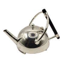 AFTER DR. CHRISTOPHER DRESSER, 1834 - 1904, A SILVER PLATED TEAPOT With geometric design metal and