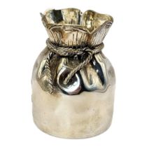 ASPREY, A VINTAGE SILVER PLATED CREAM JUG Rustic sack form with rope twist mount, marked to base. (