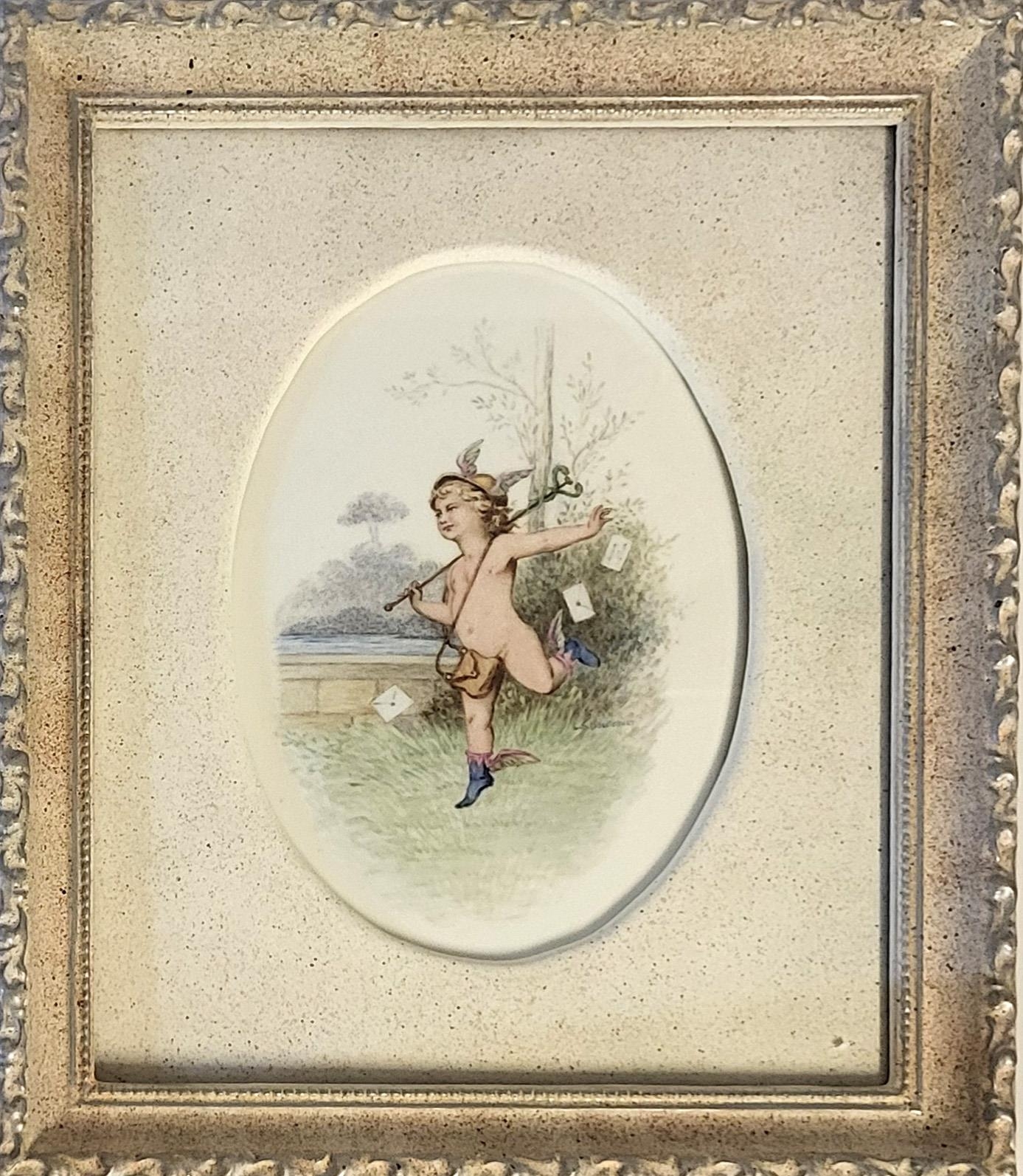 LUCIEN BOULLEMIER FOR MINTON, A PAIR OF OVAL PORCELAIN PLAQUES Polychrome enamelled with cherubs, - Bild 11 aus 15