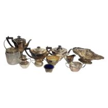 A COLLECTION OF EARLY 20TH CENTURY SILVER PLATED TABLEWARE Comprising a five piece tea and coffee
