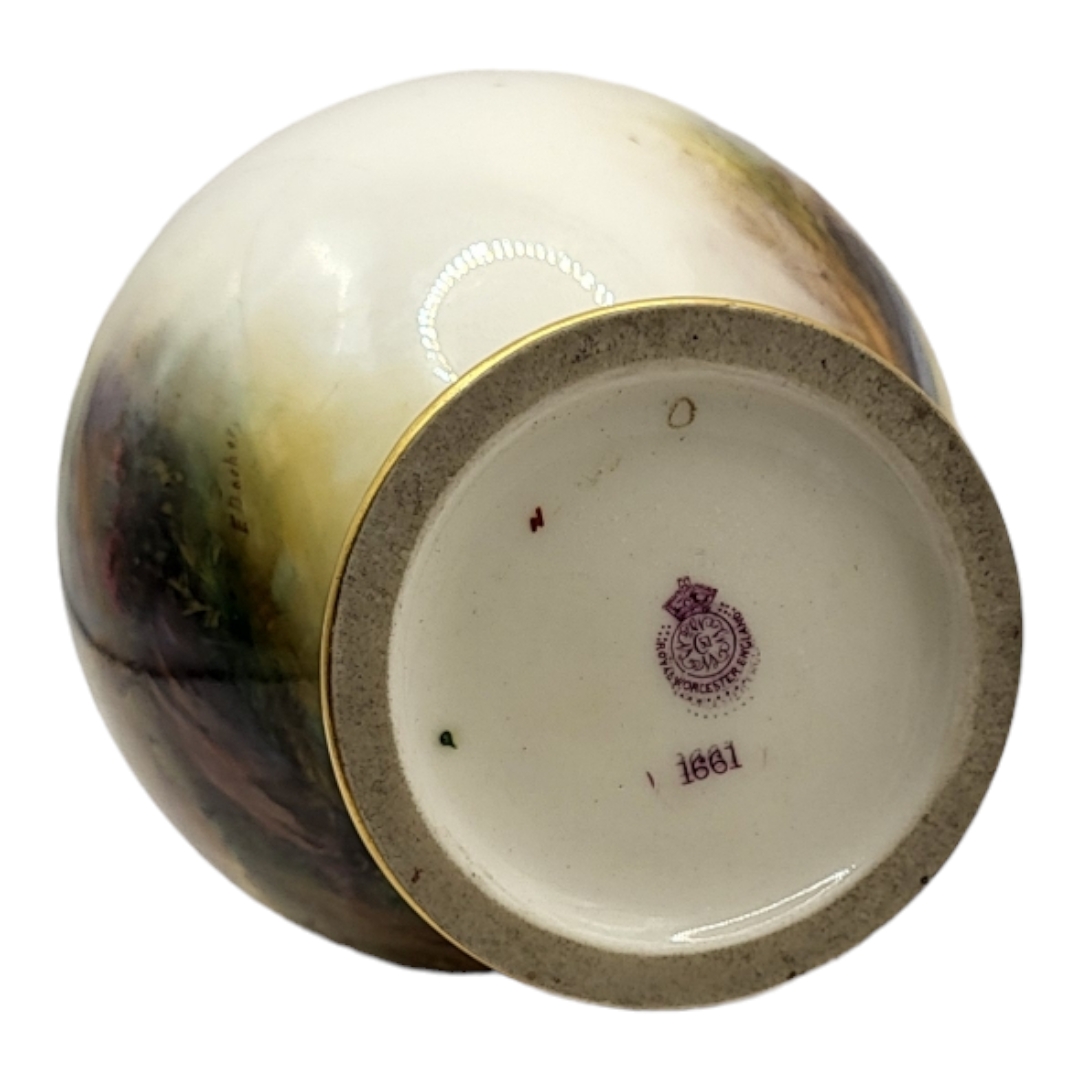 ERNEST BARKER FOR ROYAL WORCESTER, A PORCELAIN SLENDER OVOID VASE Highland sheep pattern, dated - Image 6 of 7