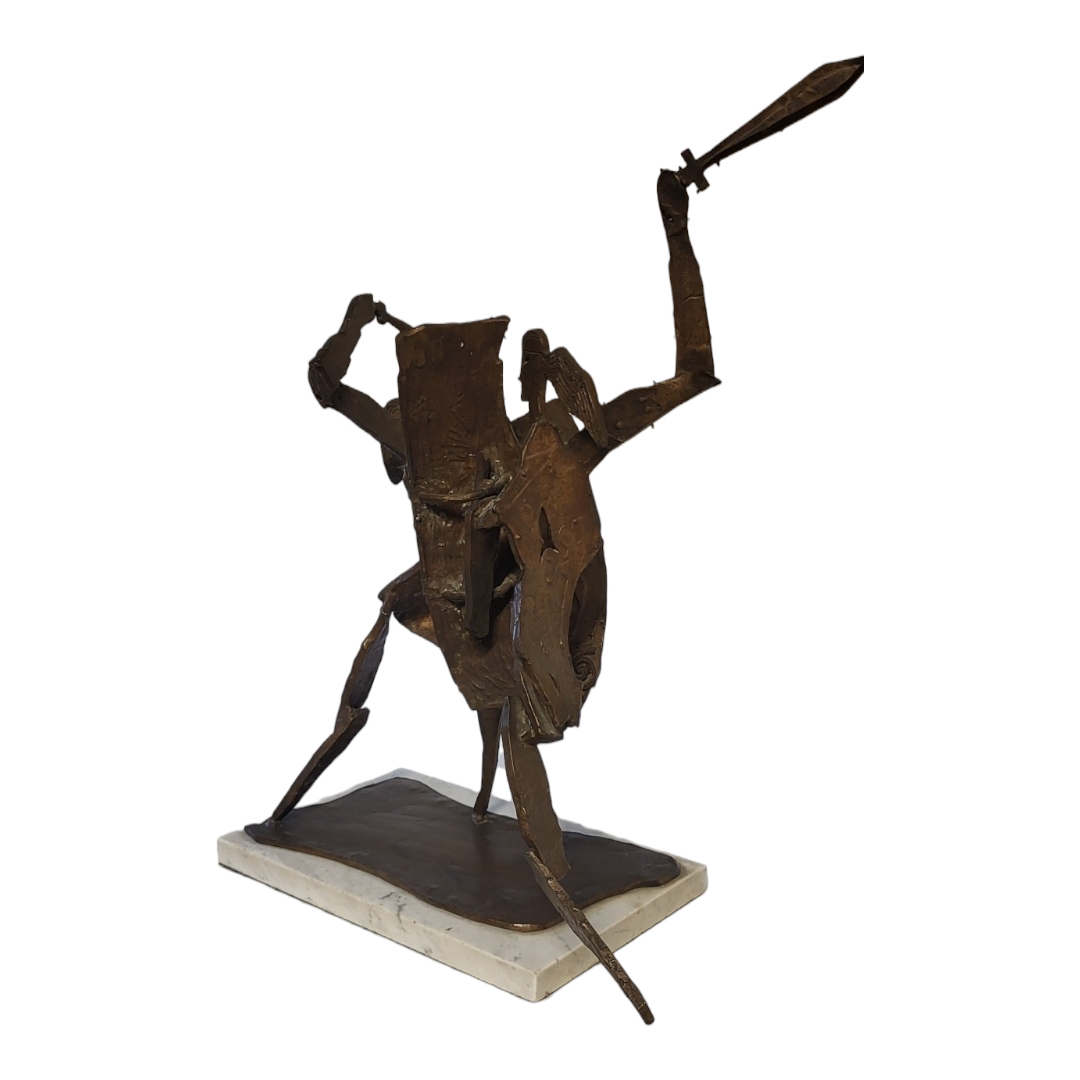 JOHN BEHAN, IRISH, B. 1937, BRONZE GROUP Titled ‘The Battle of Cúchulainn & Ferdia’, 1975. (48cm x - Image 2 of 9