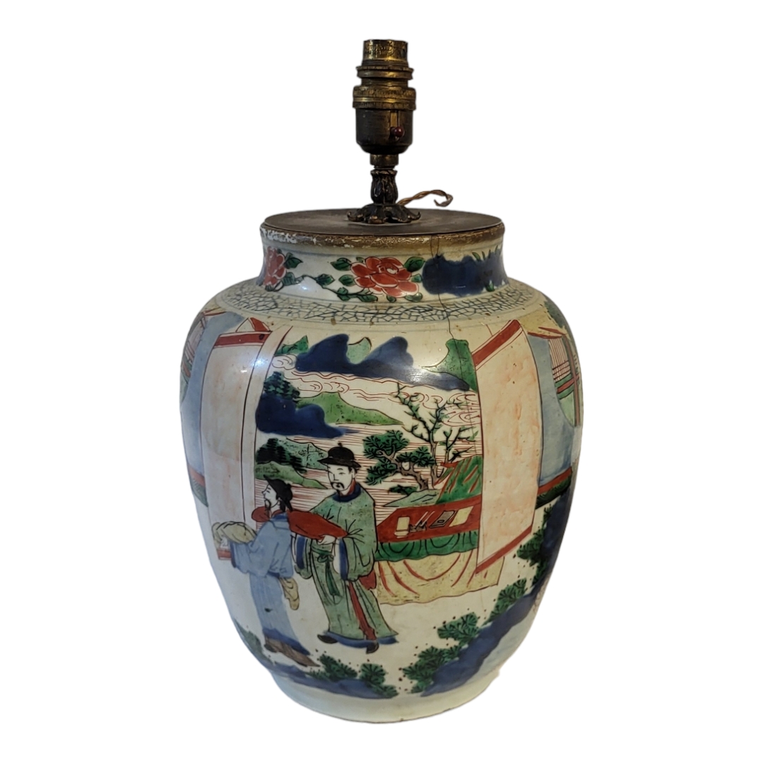 A CHINESE FAMILLE ROSE WUCAI BALUSTER LAMP BASE In Thousand Boys pattern, polychrome enamelled - Image 4 of 9