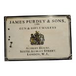 JAMES PURDEY & SONS LTD, A GUN AND RIFLE MAKERS, LONDON (38cm x 25cm) Condition: an enamel