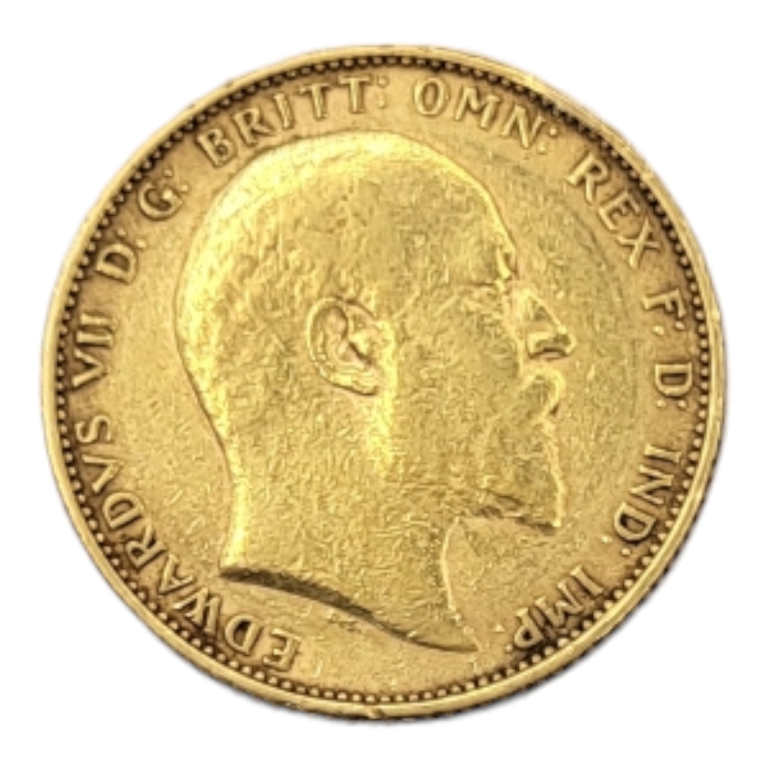 A KING EDWARD VII 22CT GOLD FULL SOVEREIGN COIN, DATED 1905 With portrait bust and King George and - Image 2 of 3