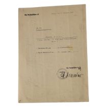 WWII INTEREST, WWII Third Reich SS Promotion document hand signed by Reichfuhrer SS Heinrich