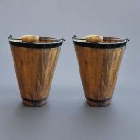 A PAIR OF WOODEN HOOPED CHAMPAGNE BUCKETS With ‘Bollinger’ labelling and bail handles. (30cm x