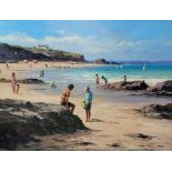 ALFRED ALLEN (NELSON), BN 1944, A SCOTTISH OIL ON CANVAS Landscape, beach scene, children playing,