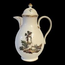 AN 19TH CENTURY DUTCH F. 1776 FACTORY, AN 18TH CENTURY MEISSEN STYLE HARD PASTE PORCELAIN COFFEE POT