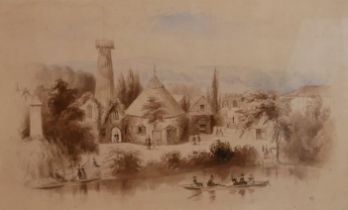 JOHN ABSOLON, 1815 - 1895, WATERCOLOUR Titled ‘Exhibition Site/ Shoreham, Sussex’, signed verso,