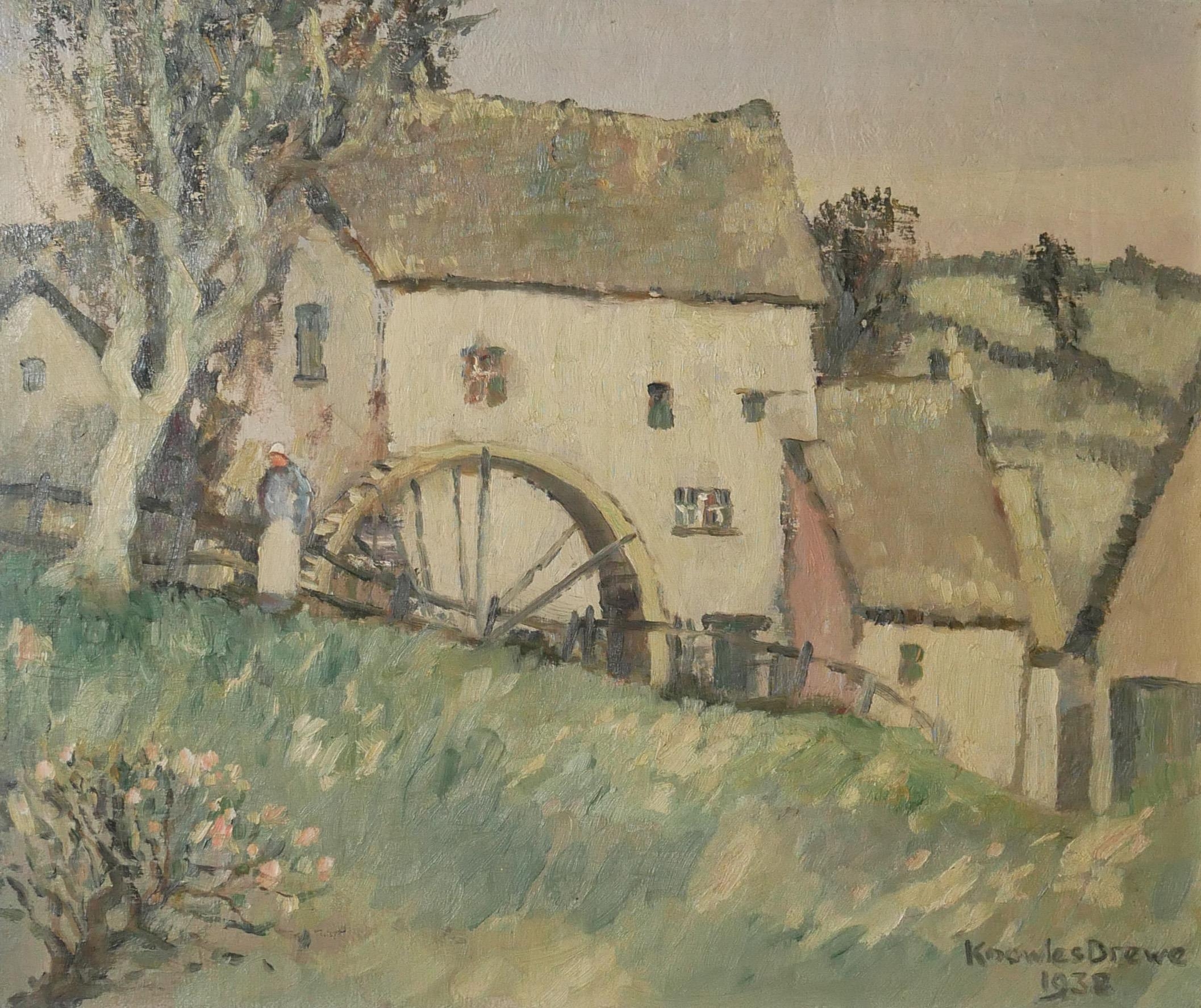 REGINALD FRANK KNOWLES-DREWE, 1878 - 1983, OIL ON CANVAS Titled ‘Lydstone Mill’, 1938, signed and