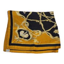 HERMES, A VINTAGE SILK ' COURONNES ' SCARF The central crown with gold border. (approx 88cm x
