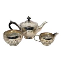 ELKINGTON AND CO., A 19TH CENTURY 'BACHELOR'S' SILVER PLATED TEA SET Having ebonised wood finial and