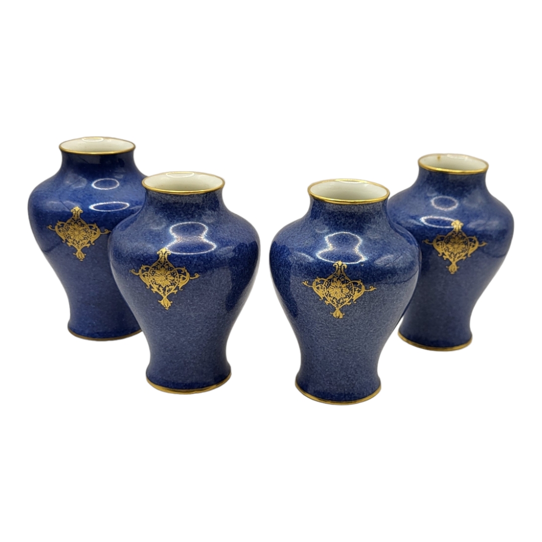 ROYAL WORCESTER, A SET OF FOUR PORCELAIN BALUSTER SHAPED VASES, CIRCA 1930 Painted with fallen - Image 4 of 9