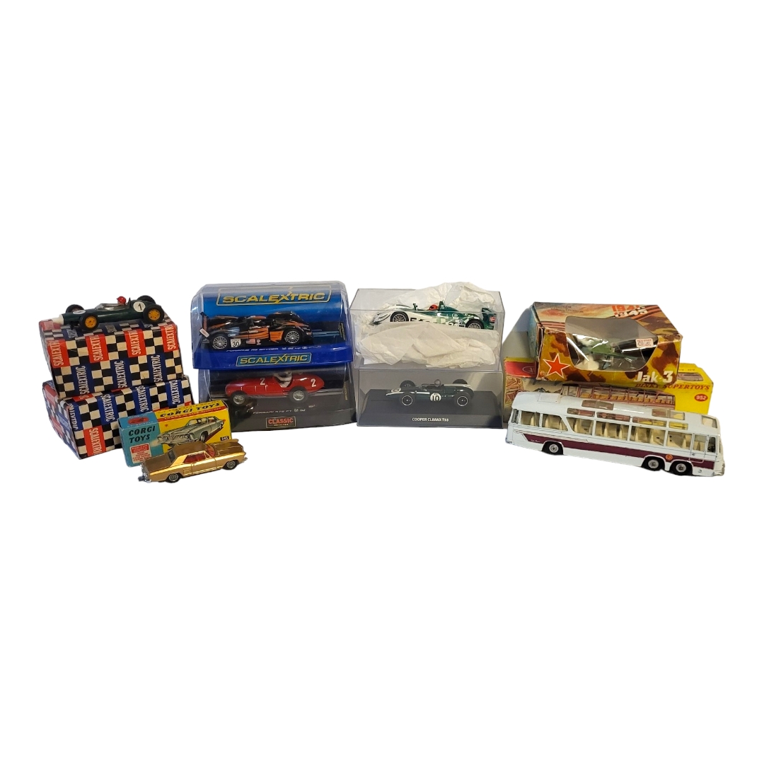 SCALEXTRIC, A COLLECTION OF VINTAGE MODEL CARS Comprising a Ferrari 375 F1, Cooper Climax T53,