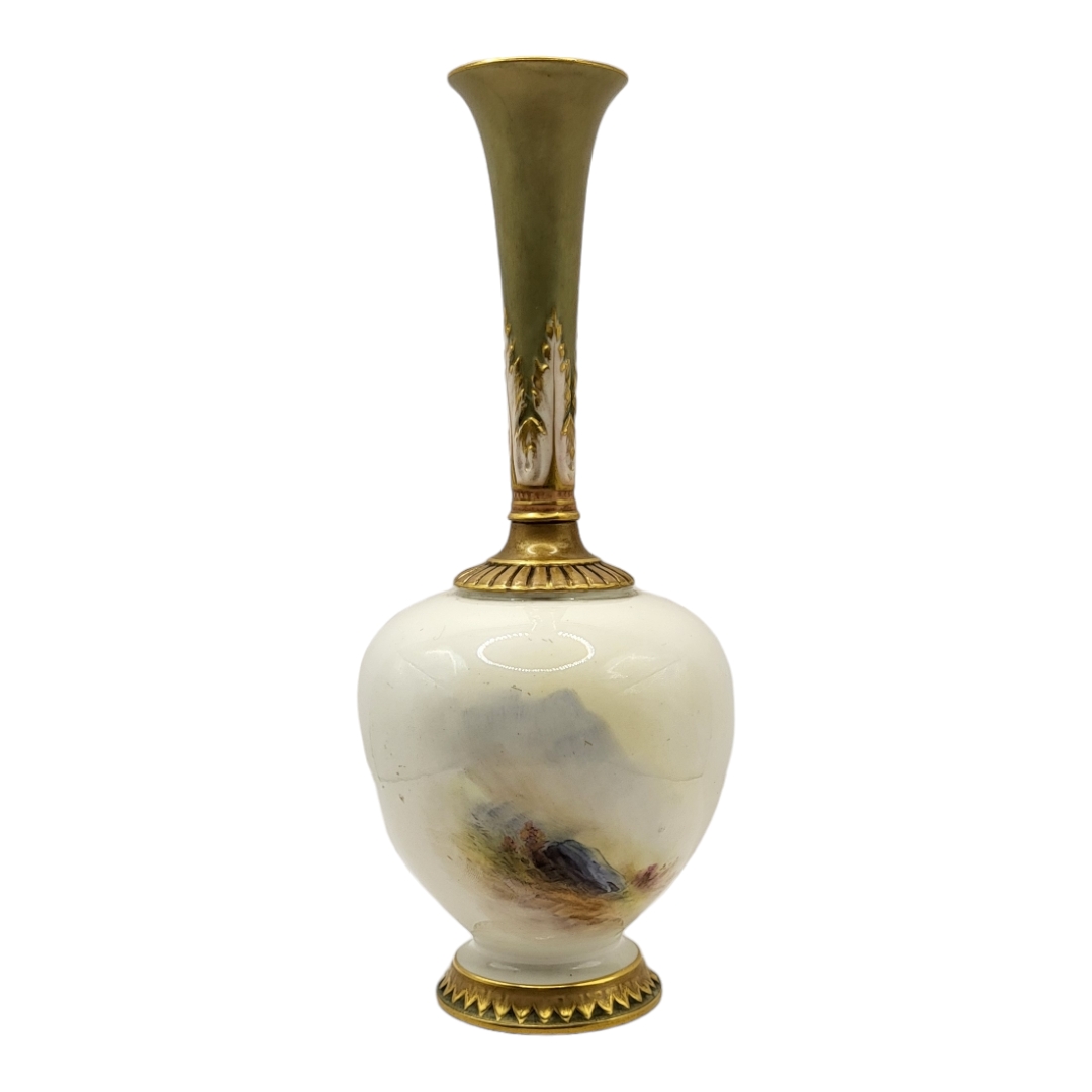 ERNEST BARKER FOR ROYAL WORCESTER, A PORCELAIN SLENDER OVOID VASE Highland sheep pattern, dated - Image 2 of 7