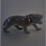 A MEIJI STYLE BRONZED TIGER FIGURE Having indented groove decoration marking its stripes. (9cm x