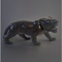 A MEIJI STYLE BRONZED TIGER FIGURE Having indented groove decoration marking its stripes. (9cm x