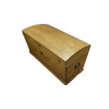 A PINE DOMED TOP CAPTAIN'S CHEST With tapering body and internal candle box. (110cm x 59cm x 55cm)