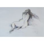 CHRIS SPRING, A 20TH CENTURY PASTEL NUDE STUDY Reclining female, signed C.J. Spring lower right,