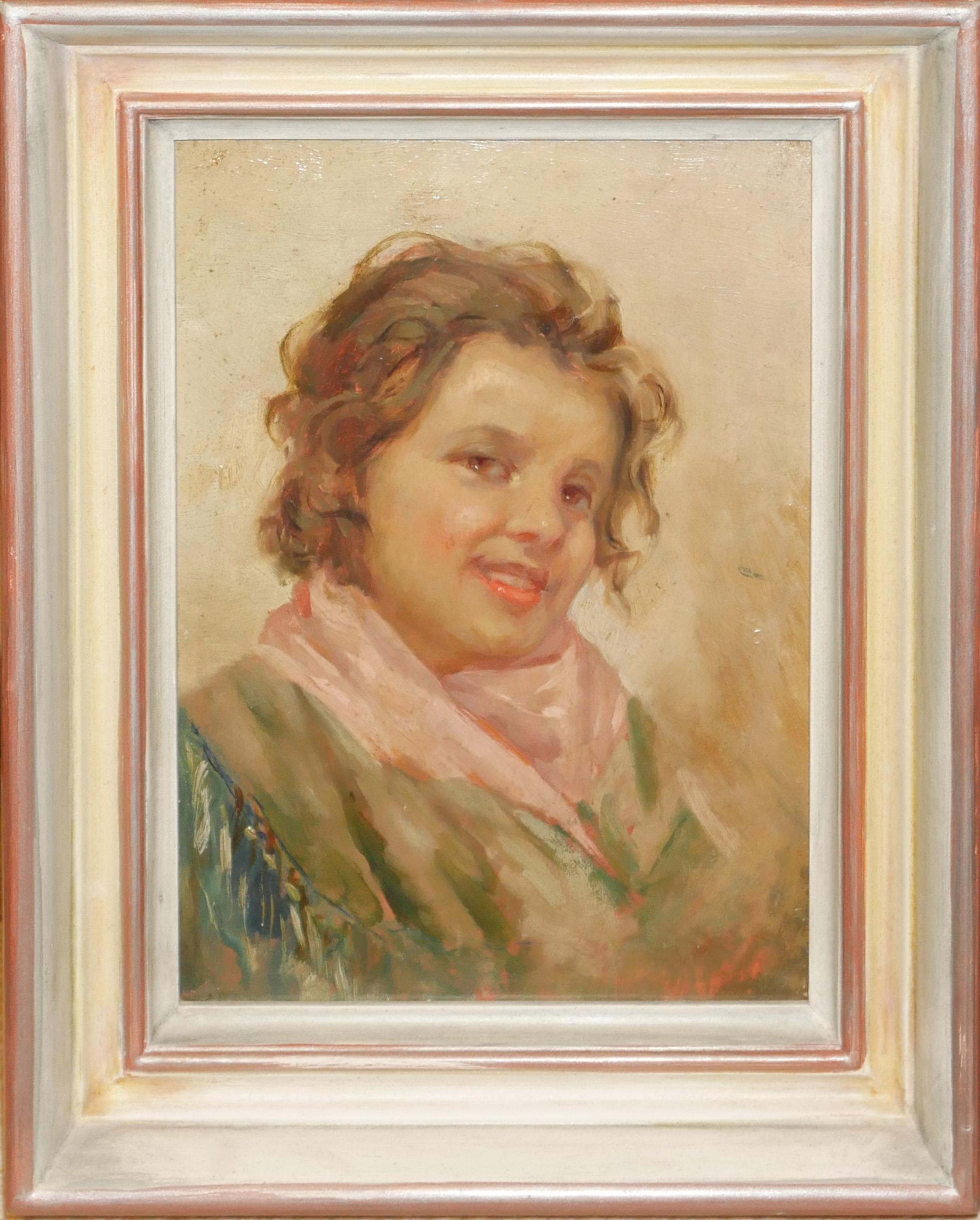 UNKNOWN ARTIST (XX), OIL ON CANVAS, AN EARLY 20TH CENTURY CONTINENTAL PORTRAIT OF A SMILING - Image 3 of 5