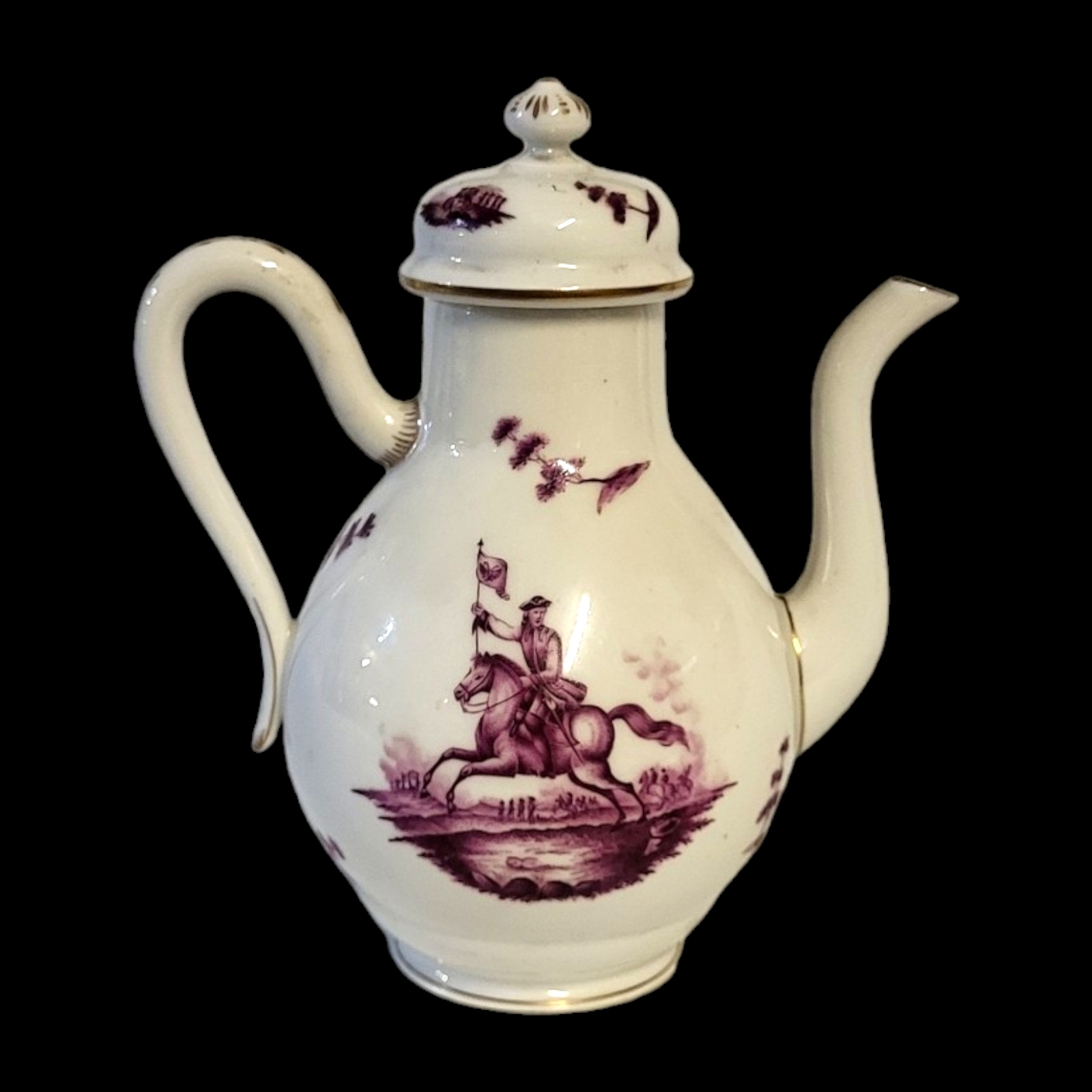 A LATE 19TH CENTURY HUNGARIAN HEREND MANNER TATA FACTORY NOVELTY PORCELAIN TEAPOT Purple campaign - Bild 3 aus 6