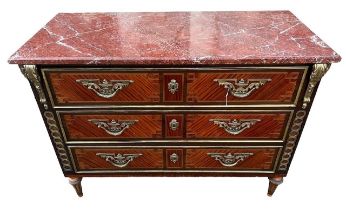 MANNER OF JEAN-HENRI RIESENER, A LATE 19TH CENTURY FRENCH LOUIS XVI DESIGN KINGWOOD AND GILT METAL