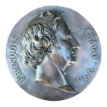 JEAN-FRANÇOIS-ANTOINE BOVY, 1795 - 1877, A LARGE 19TH CENTURY FRENCH BRONZE CIRCULAR RELIEF PLAQUE
