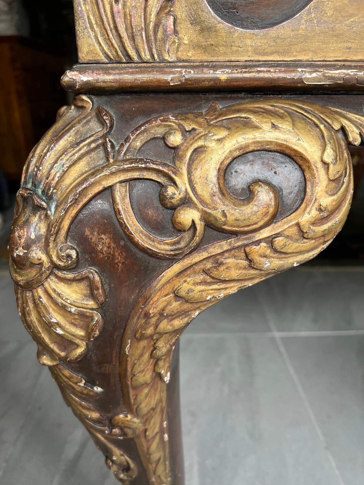 MANNER OF WILLIAM KENT, AN 18TH CENTURY CARVED WALNUT AND PARCEL GILT CENTRE TABLE The coloured - Image 15 of 39