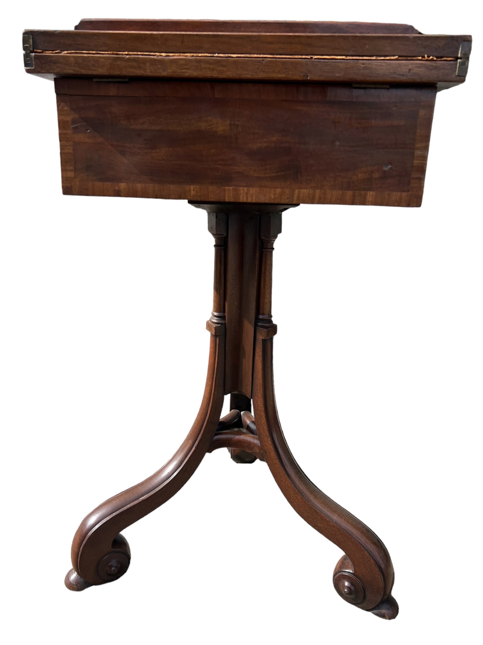 A GEORGE III MAHOGANY PEDESTAL ADJUSTABLE READING/WRITING TABLE The hinged folding top opening to - Image 9 of 12