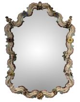 A LARGE LATE 19TH/EARLY 20TH CENTURY (POSSIBLY SITZENDORF) PORCELAIN Rococo design, wall mirror